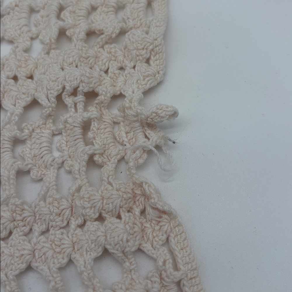 Lot of 2 Handmade Crochet Lace Knit Square Star Doilies Cream White - Picture 4 of 4